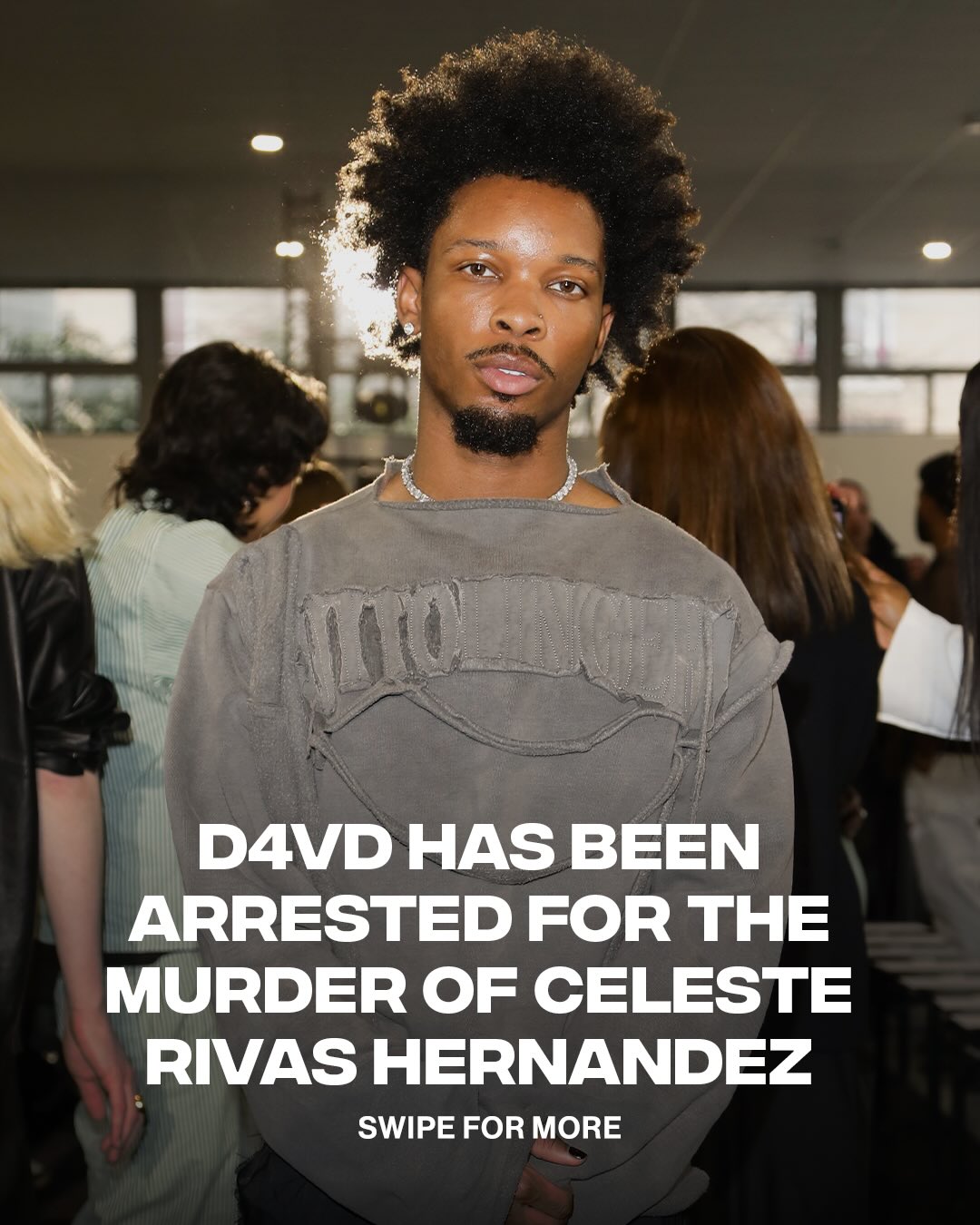 D4vd has been arrested in connection to the murder of Celeste Rivas Hernandez, police say.
 According to LAPD, detectives for the Los Angeles Police Department, Robbery Homicide Division have arrested David Burke, a 21-year old resident of Los Angeles, for the murder of Celeste Rivas Hernandez. Burke is being held without bail. The case will be presented to the District Attorney's office on Monday for filing consideration.

[📸: GETTY ]

Read more about the story @COMPLEX link in bio 🔗