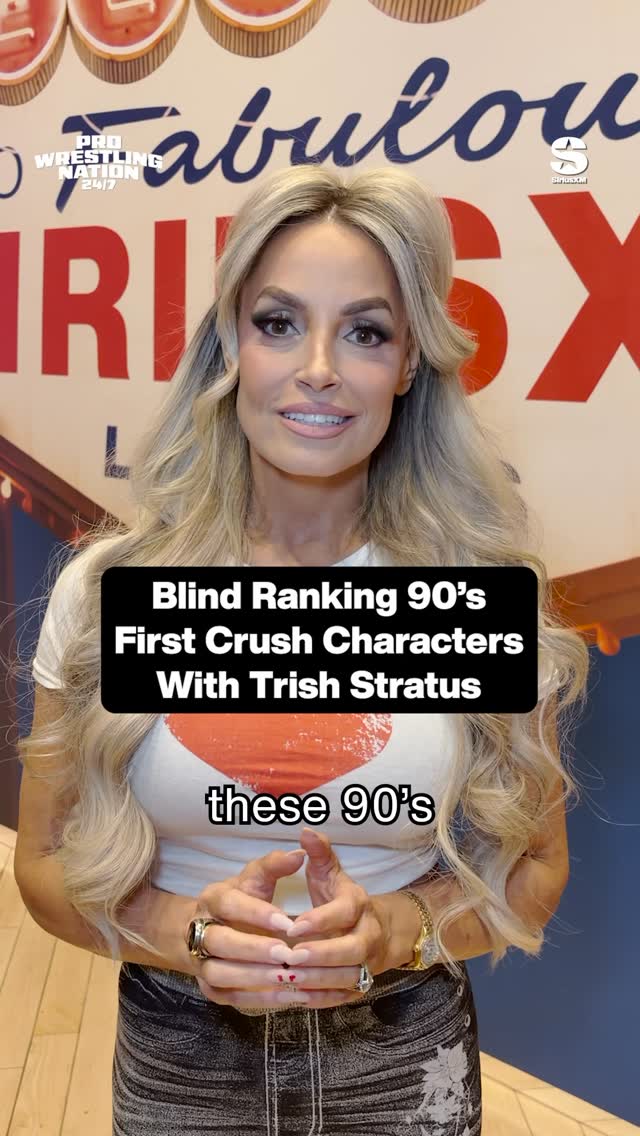 Your first crush @trishstratuscom was on @bustedopenonsiriusxm live from Las Vegas so we asked her to blind rank 90’s First Crush Characters. Do you agree with Trish? Who was your first crush? 📺 

#wwe #wrestling #prowrestling #trishstratus #firstcrush