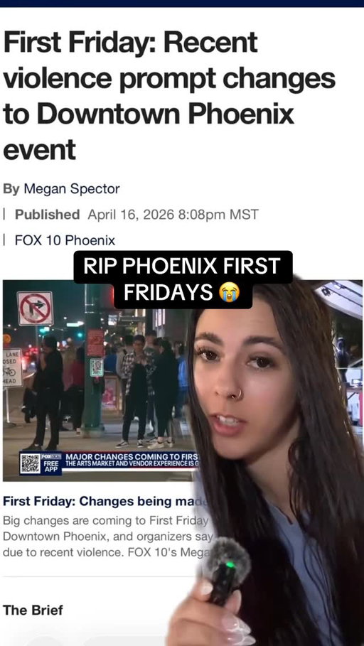 😭💔 big changes are coming effective immediately for the next “First Friday”…the streets will no longer be shut down and there won’t be any vendors but it’s NOT completely over, as local businesses will still stay open late. We couldn’t continue the way things are with all the violence. The city of Phoenix is trying to protect us ❤️‍🩹 You can watch the news like @fox10phoenix or @abc15arizona to hear more from the local businesses owners that spoke out on this. 😢 How do you feel and will you be returning to Downtown for First Friday still?? 

#firstfriday #aznews #phoenixaz #azevents #thingstodoinarizona