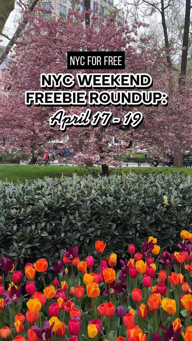 NYC WEEKEND FREEBIE ROUNDUP APR 17-19

MULTI
🌳@nyrp Free Trees Sat: Flatbush, Rockaway, Jamaica, Sun: Riverdale
MHTN
✨@DolceGabbana_Beauty Pop & Glow Lounge 11a-7p (Fri-Sat 273 Lafayette St, Sun-Mon 1 Washington Pl)
💋@maccosmetics Match Day  Sat-Sun (all MAC stores)
👠The Devil Wears Prada 2 Newsstand Fri-Sat 10a-6p (Hudson Yards)
🌳@TMobile Magenta Base Camp Fri-Sat 10a-6p (Grand Central)
☂️@Lincolncenter Big Umbrella Festival Fri-Sun (165 W 65th St)
🛍️@eBay NYC Edit Market 11a-7p (489 Broome St)
🚗@cardept Keith Haring: In the Street Fri-Sun 12-6p (16 Morton St)
🌷@WestSideCommunityGarden Tulip Festival (123 W 89th St)
🍸 @hendricksgin Anotherland Fri-Sat 10a-9p (632 Hudson St) *RSVP
🍬 @loveshackfancybleecker 7th Anniv Fri-Sun
BK
🍦 @malai_icecream x @fableandmane GWP Fri-Sun 12p (268 Smith St)
🩷 @hubbabubba x @oliviarodrigo wall (24 Norman Ave)

FRI
MHTN
🍣@sushicounter Grand Opening 12p (1310 1st Ave)
BK
🌞@SunBum Smells Like Summer 1pm WSL (N 11th St & Wythe Ave)
🍗@yoyochicken13 Grand Opening 3-6p (438 Utica Ave)

SAT
♻️ @BuffaloExchange Earth Day $1 Sale
MHTN
🏀@nyknicks Playoff Palooza 12-3p (Summerstage Central Park)
🚿@touchland Mist Truck 11a-5p (575 Broadway)
🎶 @roughtradenyc iNDIEPLAZA 12-9p (@RockefellerCenter)
💄@JonesRoadBeauty x @emilydidonato Launch 10a-2p (1071 Madison Ave)
👟 @nikenyc Grand Opening: Air Force 1 Customization Day (611 Broadway) *w purch
🎨Synapse Art Exhibit 11a-5p (Columbia Library)
🧀@HelloHallouminyc Gluten Free Menu Drop 11a-3p (48 Greenwich Ave)
🛍️ @ROZHair Sephora Pop-Up 1-4p (Sephora Union Sq)
🇬🇷 @Yeerogr Midtown Grand Opening 11a-5p Sat(209 W 57th St) 
🎁@printempsnewyork Surprise Event 2-4p (1 Wall St)
🌎@governorsisland Earth Day 10a-2p
🖍️@loveintransitnyc Family Fun Day 9a-12p (86th & 2nd Ave Subway)
🍦 @benandjerrys Fully Baked Future 1-6:30p (862 Broadway)
BK
🌸@burburcare Bloom & Grow 12-4p (Credo 99 N 6th St)
QNS
🎉@MoMAPS1 50th Anniversary Block Party 10a-6p (22-25 Jackson Ave)

SUN
MHTN
🌍 @earthdayinitiative Earth Day Festival 12-6p (Union Sq)
📚@BlasianMarch free Book Fair 1-5p (137 Henry St)
 🐾@nyc_guardians Paws for the Planet  2-6p (East Meadow, Central Park)

 #nycforfree