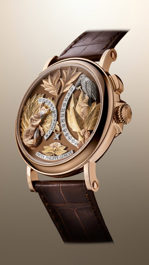 Presenting the first automaton wristwatch (Ref. 5249 in rose gold) in Patek Philippe’s contemporary history, featuring a 43 mm rose gold case and a dial composed of an 18K gold plate with “Matara” brown color and an opaline finish, staging an animation inspired by Jean de La Fontaine’s 17th-century fable: The Crow and the Fox.

This watch is a reinterpretation of an exceptional pocket watch designed by Louis Cottier for Patek Philippe in 1958, housed in the Patek Philippe Museum and indicating the hours and minutes on demand. This poetically inspired timepiece is a celebration of Haute Horlogerie and the grand Geneva tradition of Rare Handcrafts. This watch is a symbol of Patek Philippe's excellence in designing watches whose aesthetic refinement reflects mechanical perfection.

#PatekTime #PatekPhilippe