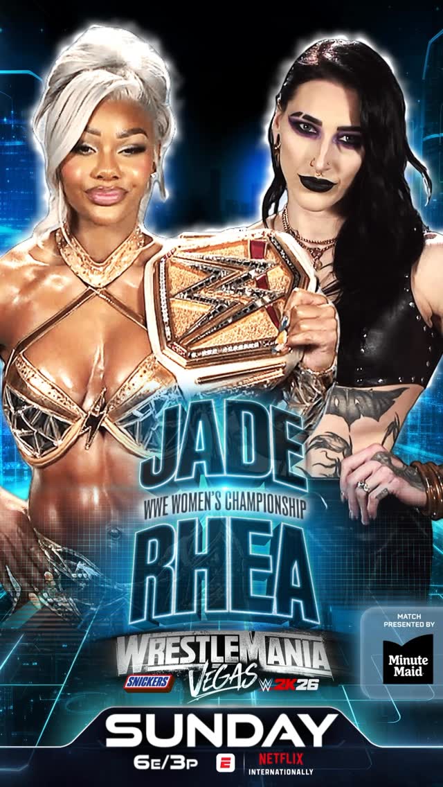 @jadecargill and @rhearipley_wwe throw down for the WWE Women’s Championship at #WrestleMania Sunday! 👊 🔥

Don’t miss #WrestleMania 42 in Las Vegas streaming TOMORROW and SUNDAY on the @espn App!