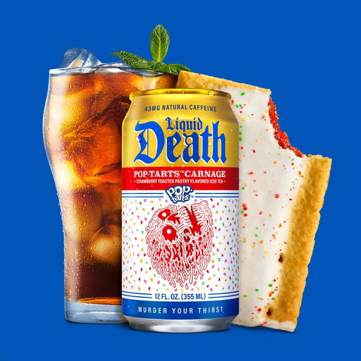 Pop-Tarts™ Carnage Iced Tea from @liquiddeath and @poptartsus will take you right back to your childhood. Each can has huge Frosted Strawberry Pop-Tarts™ flavor, 43mg of caffeine, and just 4g of sugar. 

Use your allowance to get yours now on Amazon. Link in bio.