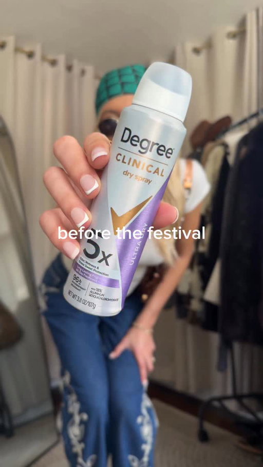 5X the protection against 5 types of sweat? the look may not last all day, but the freshness will. 🌵🏜️#FestivalSzn #DegreeClinical5X #No5weat