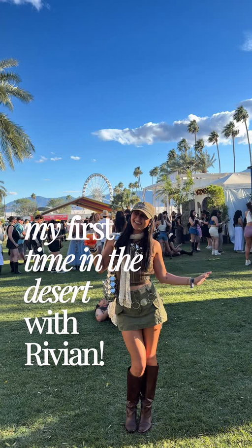 #AD had the most incredible time at the festival with @rivianofficial! from their partnership with @autocamp to surprise headliners like @tinashenow & @channeltres I am currently down bad with a major case of PCD (post concert depression). 

what activation or event would you have been most excited about? mine was definitely riding an e-bike through the desert 🏜️🚘🌴🤍 

#AdventurousForever #CampRivian #ElectricElsewhere