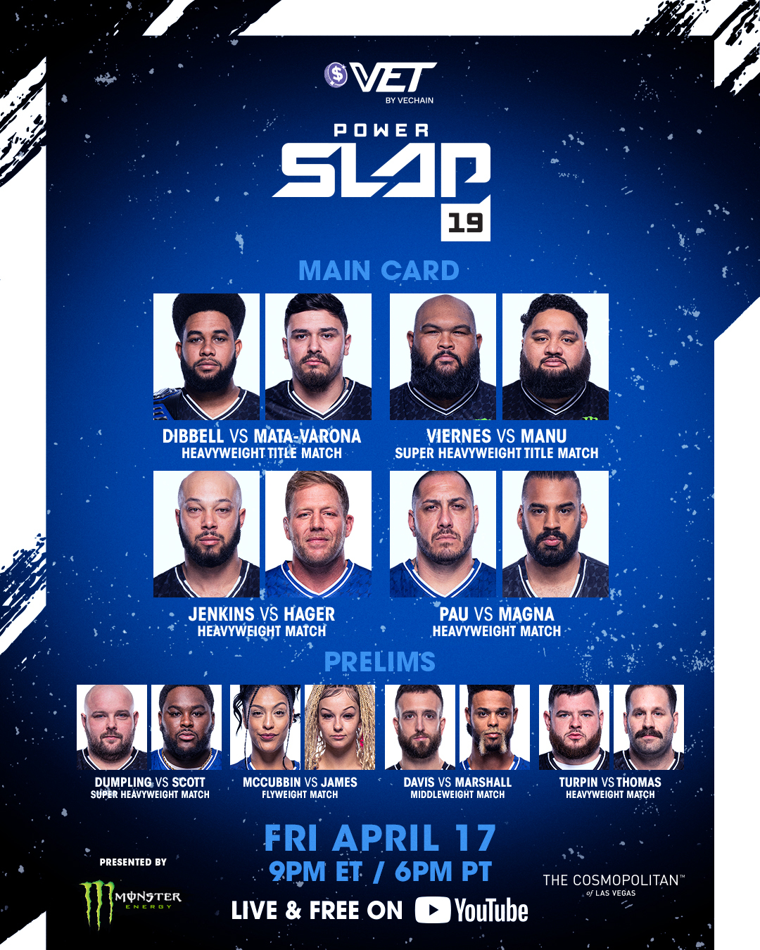 TONIGHT'S THE NIGHT 🔥

$VET #PowerSlap19 happens tonight in Las Vegas! Watch it LIVE and FREE on YouTube 9P ET/6P PT