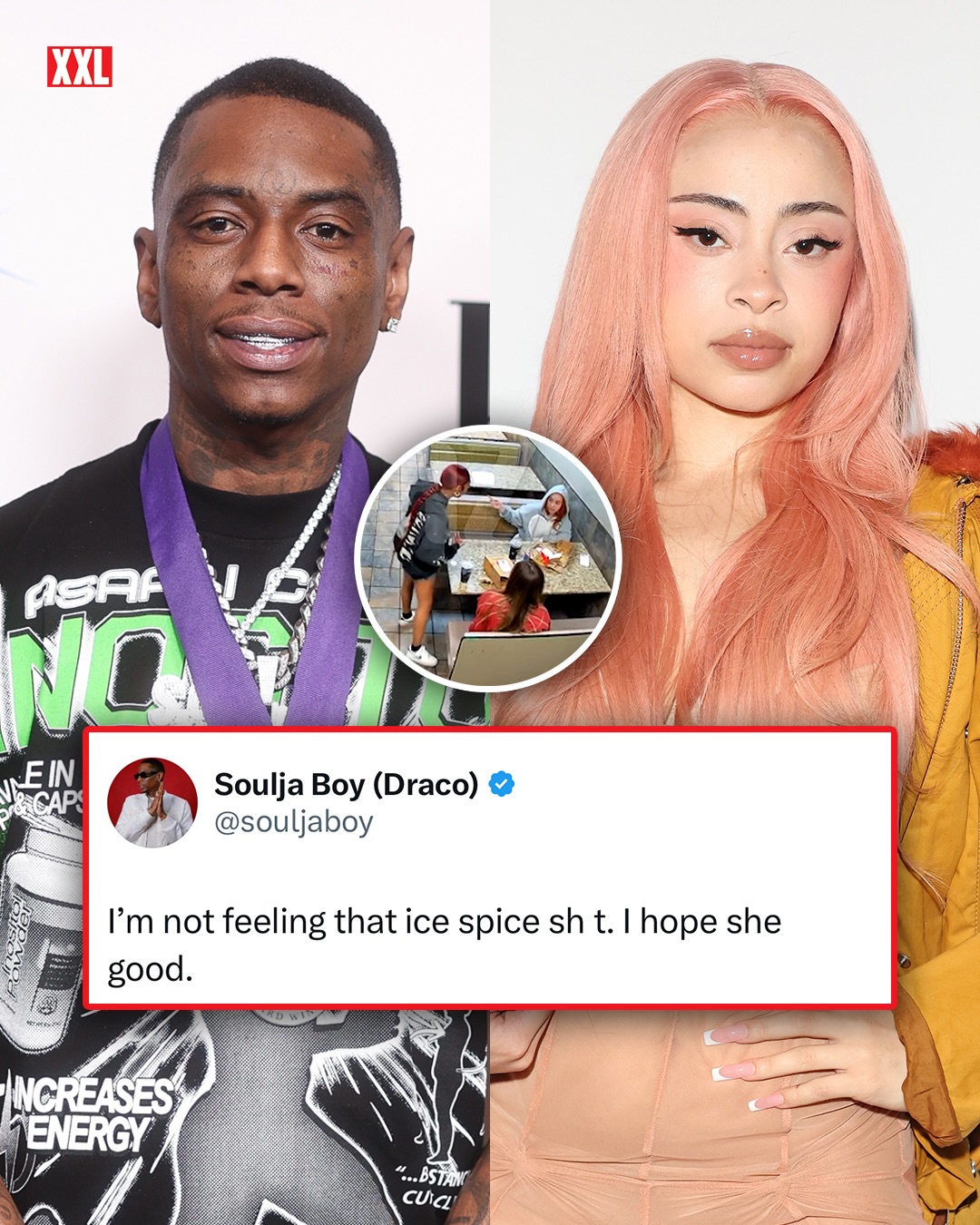 Soulja Boy reacts after Ice Spice was involved in a physical altercation at a Los Angeles McDonald’s earlier this week.

“I’m not feeling that Ice Spice sh*t. I hope she good,” he wrote.

Footage shows the Bronx rapper getting into it with a woman who approached her table before things escalated into a fight inside and outside the restaurant. Ice’s attorney says the incident has been reported to LAPD and legal action is being pursued.
