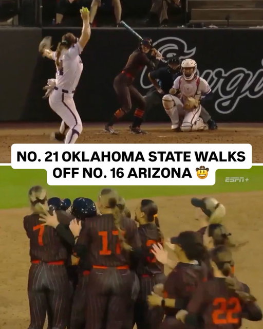 WALK IT OFF COWGIRLS 🤠

No. 21 @osusoftball gets the 8-7 (10 inn.) game one upset win over No. 16 Arizona!

#NCAASoftball x 🎥 ESPN+