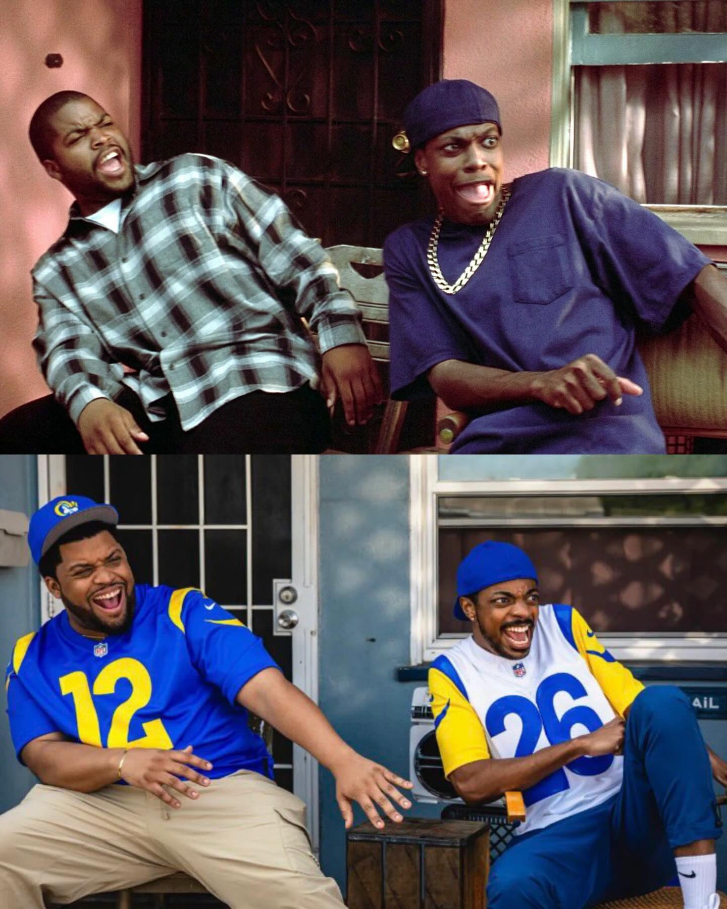 Ice Cube and Chris Tucker’s sons recreate the iconic scene from ‘Friday’.

The Los Angeles Rams released a video inspired by ‘Friday’ to promote the 2026 NFL Draft. It features O’Shea Jackson Jr. and Destin Tucker recreating roles from the film, with appearances from Terry Crews and YG.

[📸: @rams , Warner bros ]