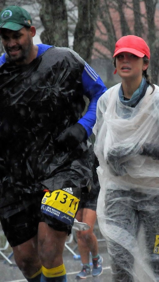 When I see someone else wearing the 2018 Boston Marathon jacket, I immediately feel connected to them. Sometimes there’s an exchange of words and sometimes there’s just a nod, but I know we’re both having flashbacks to that freezing monsoon.

I’m so curious: did you keep running marathons after that year? Because I retired my long runs that day. 😅

But what I love most about Boston is that even in a torrential downpour, the city still shows up. If you were on the sidelines in 2018, thank you forever. Without that energy, I really think I would have given up right before Wellesley. It was the college girls that gave me another spark (and a huge trash bag, turned poncho, from the medical tent). 

If you’re running Boston this year: HAVE SO MUCH FUN! And thank you to everyone fundraising, this race is a remarkable one. I can’t wait to cheer and ugly cry for all of you.

Also, please enjoy that perfect running weather you lucky little b*tches. 😹