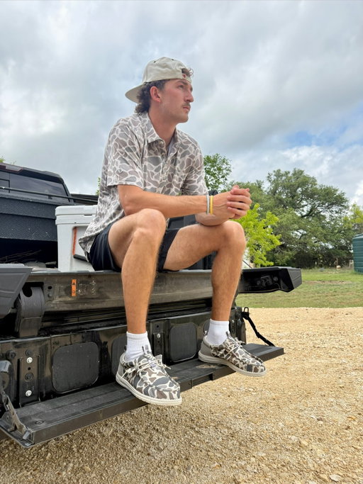 Texas Spring feels best in the new 🦌 camo @burlebo x @heydude shoes from #Buckle #ad #BURLEBOxHEYDUDE #BucklePartner