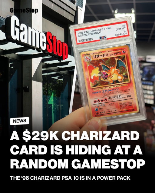 A PSA 10 Charizard from 1996 is hiding in a GameStop Power Pack, will you be the one to find it?

GameStop Power Pack 2026 Series 1 includes a PSA slab (guaranteed 8+) and 3 booster packs from fan-favorite sets!

Pro Members get $60 minimum trade credit through 5/2. Pulls are random.

Link in bio.