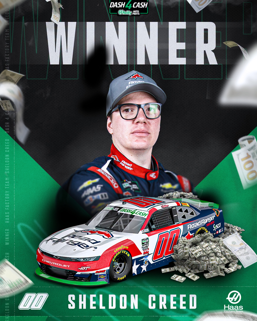 GOING BACK TO KANNAPOLIS WITH AN EXTRA $100,000!! 🤑

Sheldon Creed wins the #Dash4Cash at Kansas with his second place finish. 💸

#NASCAR | @roadrangerusa