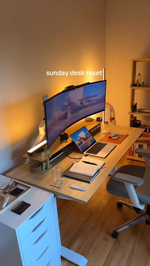 a much needed sunday reset for my desk setup, unf the backlight started to fall off after 3 years & will be looking to replace soon + slight adjustment w/ the monitor arm moving from left to right side #clean #cleaning #reset #cleaningmotivation #cleaningtherapy