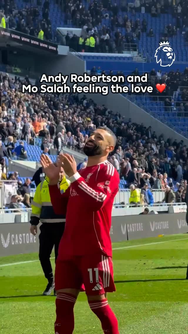 Andy Robertson and Mohamed Salah celebrate their last Merseyside derby win in front of the @liverpoolfc fans ❤️