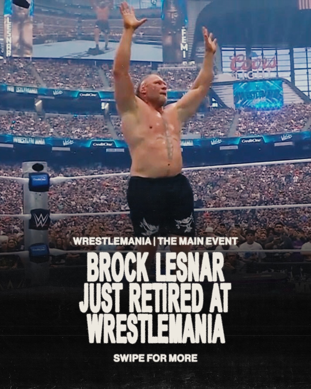A teary-eyed Brock lesnar just left his boots and gloves in the middle of the ring 🤯

(@wwe)