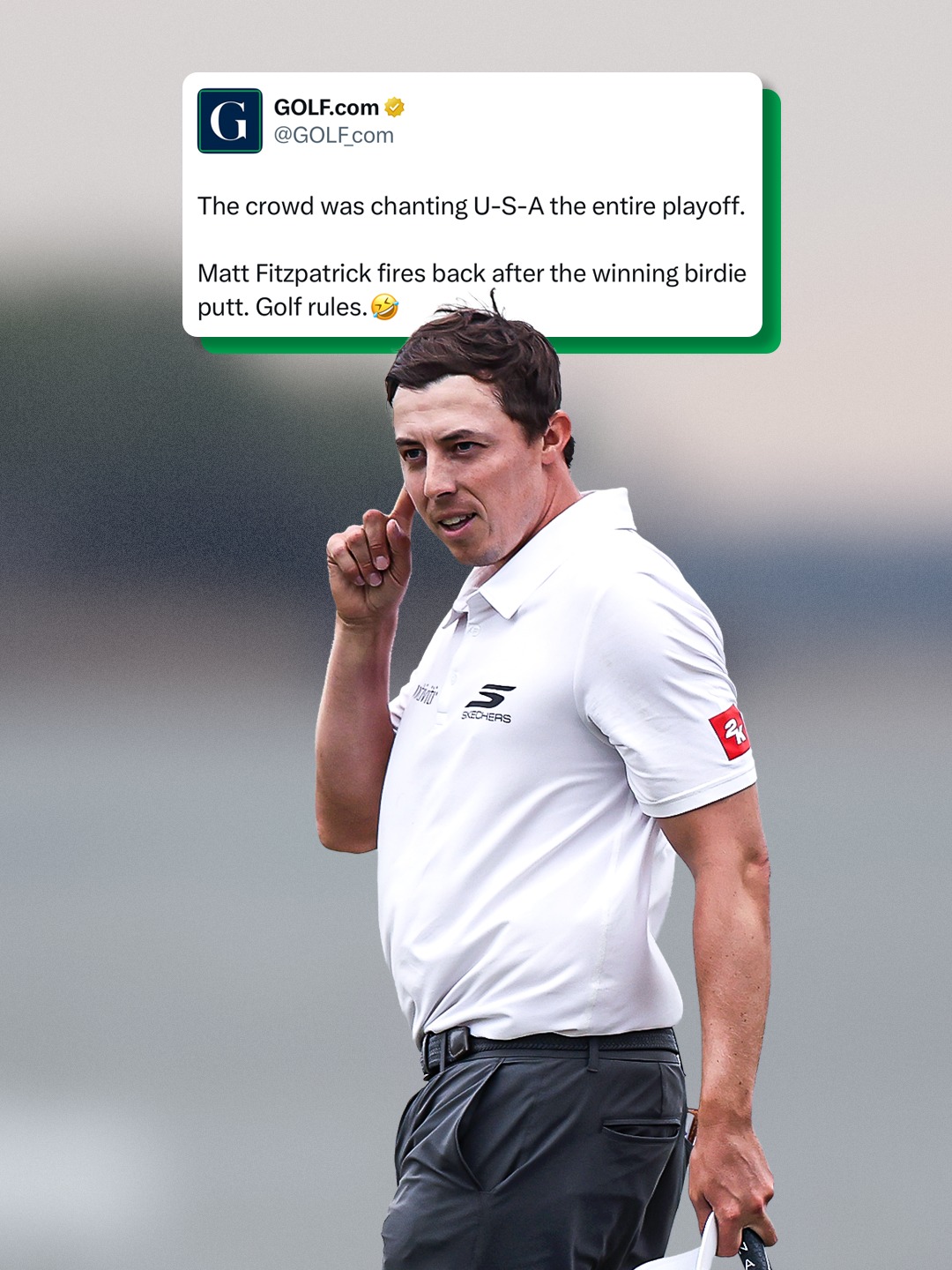 Matt Fitzpatrick can't hear you! 🗣️

He had a fun jab back at the crowd after winning an intense playoff against Scottie Scheffler at the RBC Heritage.