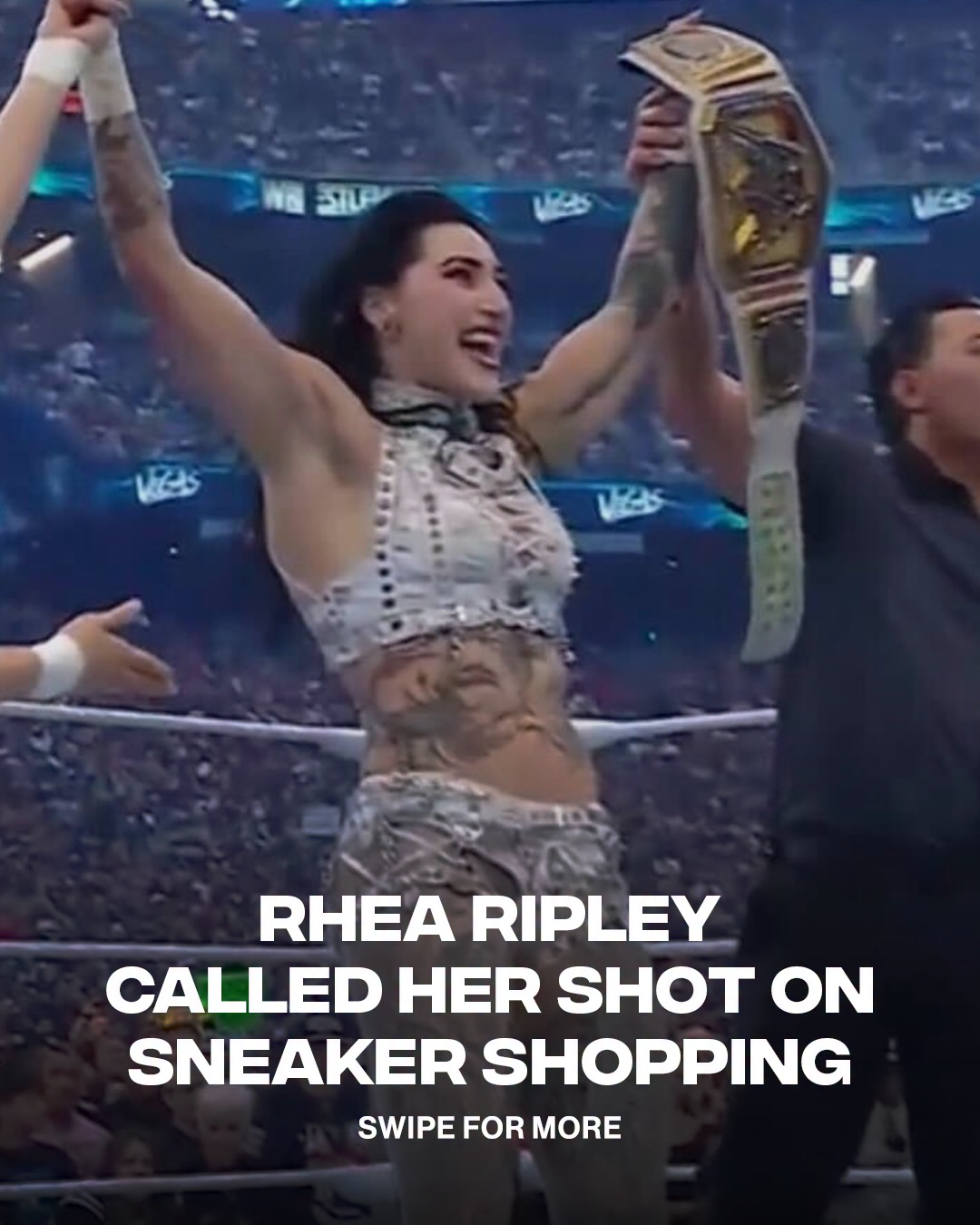 Rhea Ripley standing on business defeating Jade Cargill becoming the new WWE Women’s Champion 🔥