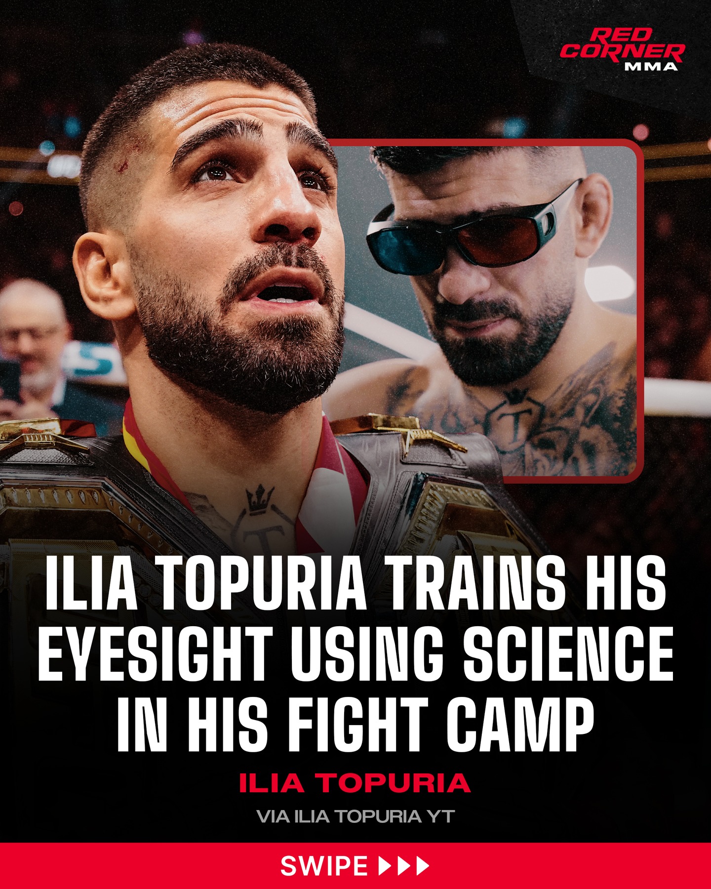 As he prepares for his first lightweight title defense against Justin Gaethje on the White House lawn in June, Ilia Topuria gives a behind-the-scenes look at how he trains his eyesight in camp. 

The glasses used in the drills allow him to see how each eye functions on its own, and more importantly, how both eyes work together in coordination.

The exercise is a cognitive drill where he picks out numbers from 1 to 50 while also training his focus, accommodation, and improving how both eyes work together, binocular vision.

🎥: @iliatopuria
