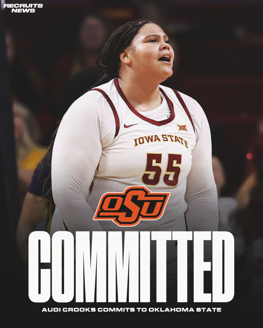 BREAKING: Iowa State superstar center Audi Crooks is headed to Oklahoma State, per @taliagoodmanwbb.

She averaged 25.8 PPG and 7.7 RPG on 64.9% FG this season.