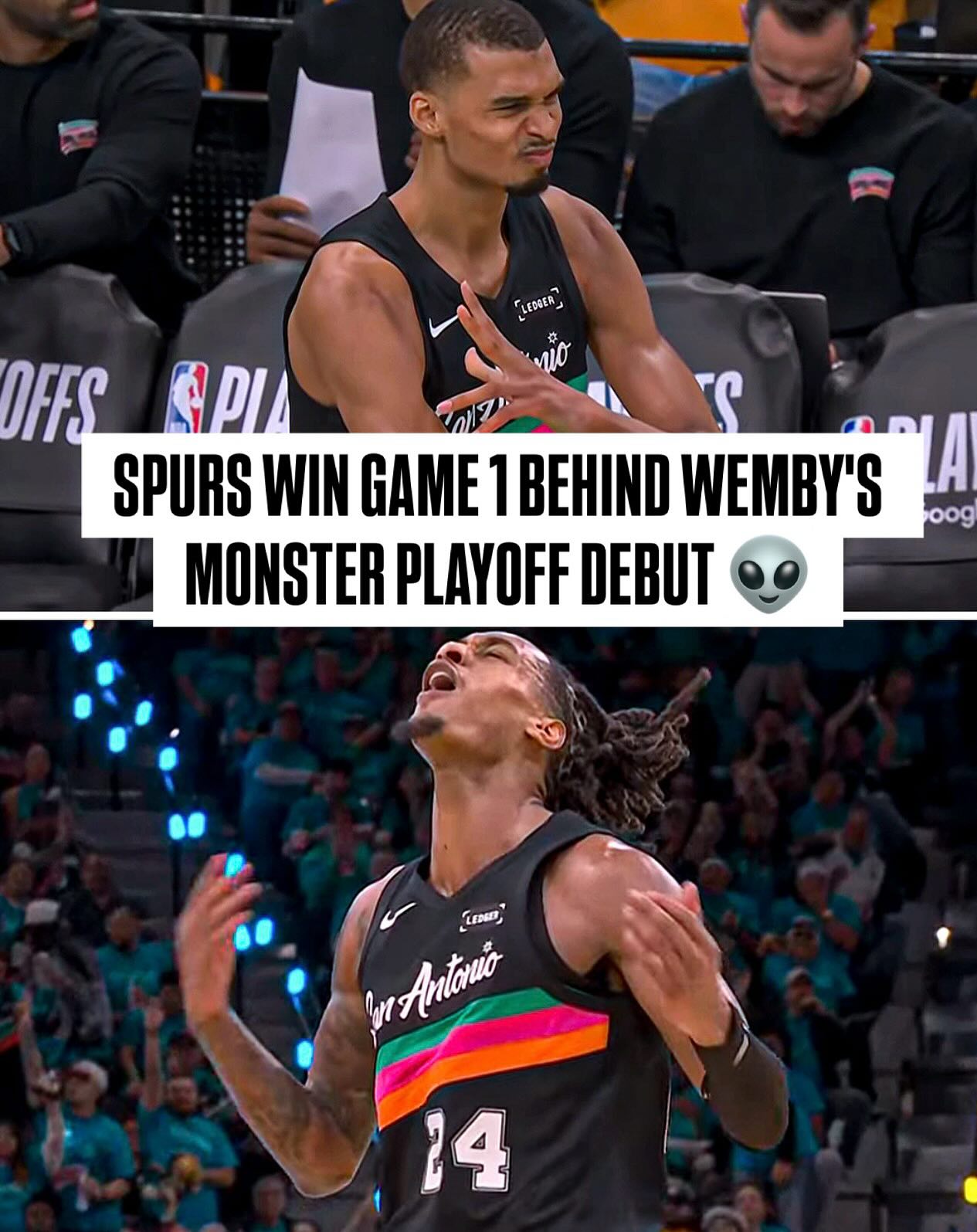 Victor Wembanyama drops 35 points to lead San Antonio to its first playoff win since 2019 🔥