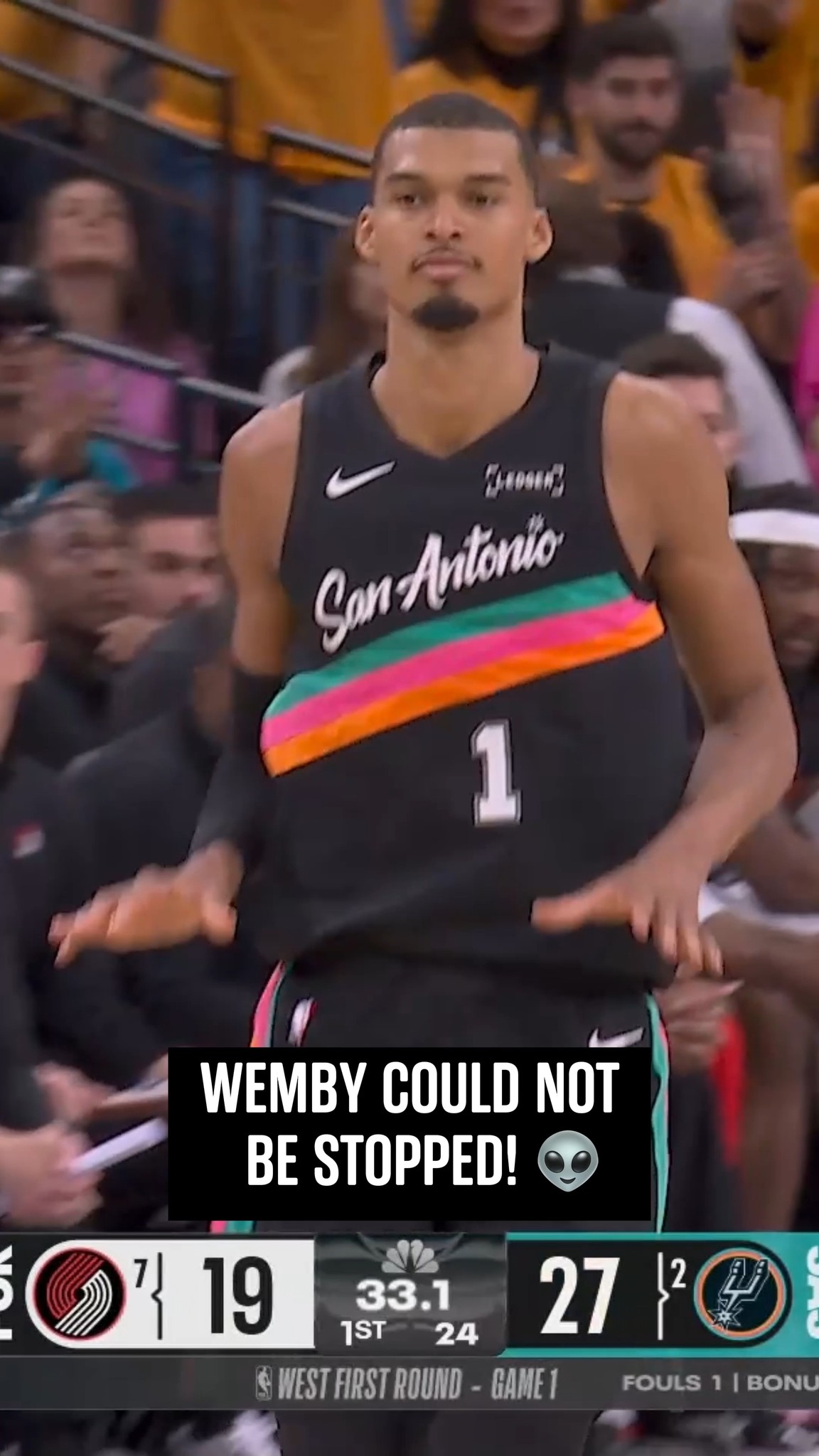 35 PTS, 5 REB, 2 BLK in @wemby's playoff debut 👽