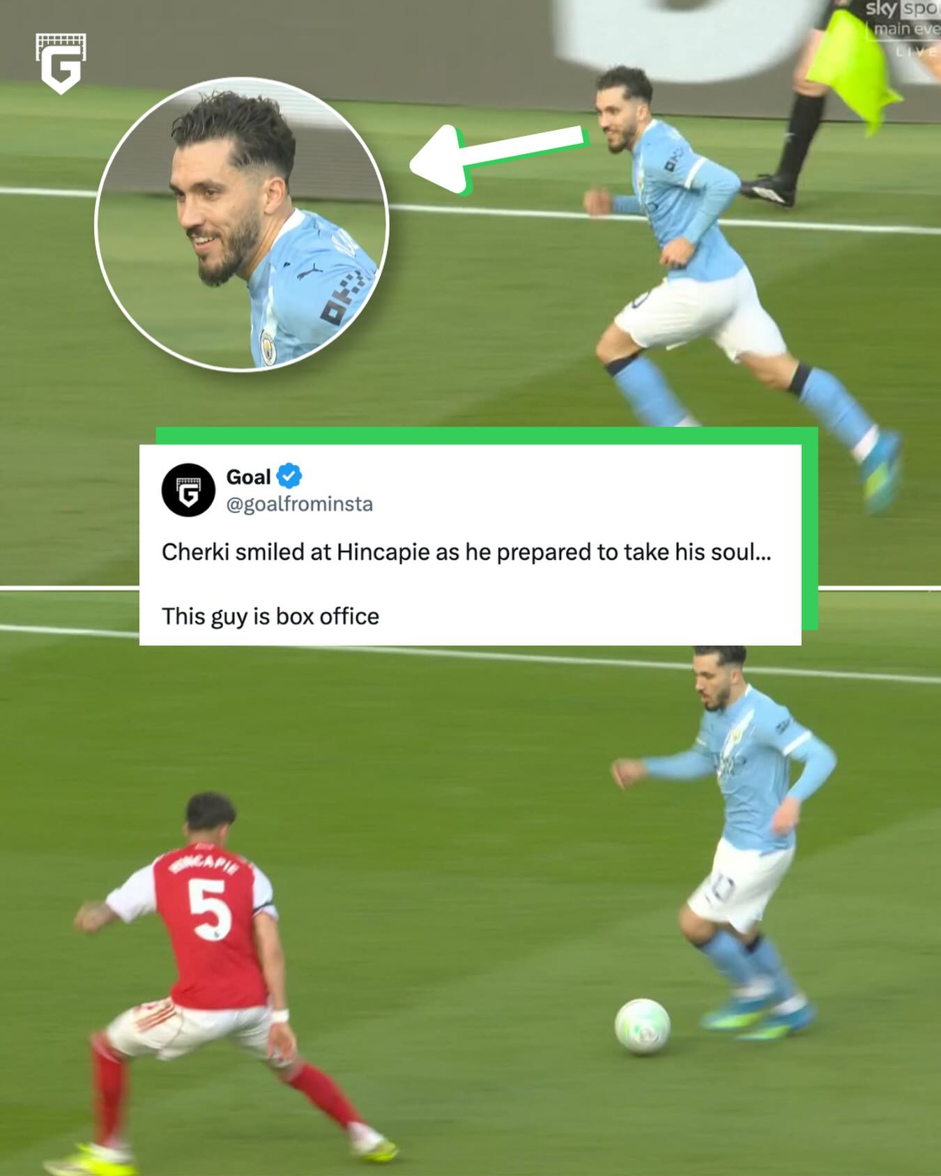 Rayan Cherki seemingly smiled as he saw Hincapie marking him... 😅

The confidence on this guy is nuts 😳