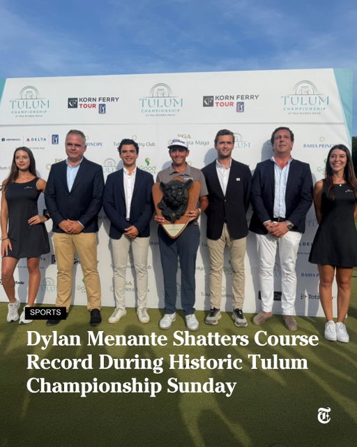 Dylan Menante carded a course-record 63 to claim the 2026 Tulum Championship title at PGA Riviera Maya, finishing 19-under par. The victory secured Menante's position as the premier talent in the Korn Ferry Tour's final international stop before returning to the United States. 18-year-old sensation Blades Brown finished second at 13-under par after a dramatic Sunday chase at the Tulum Country Club.

Are you interested in the professional golf circuit in the Mexican Caribbean? Follow the link in our bio for the full story and exclusive regional updates.

---

Dylan Menante registró un récord de campo de 63 golpes para coronarse campeón del Tulum Championship 2026 en PGA Riviera Maya, terminando con 19 bajo par. La victoria aseguró la posición de Menante como el talento principal en la última parada internacional del Korn Ferry Tour antes de su regreso a Estados Unidos. La sensación de 18 años, Blades Brown, finalizó en segundo lugar con 13 bajo par tras una dramática persecución dominical en el Tulum Country Club.

¿Te interesa el circuito de golf profesional en el Caribe Mexicano? Sigue el enlace en nuestra biografía para leer la historia completa y recibir actualizaciones regionales exclusivas.

#TulumChampionship #PGARivieraMaya #DylanMenante #KornFerryTour #TCCGolf #TheTulumTimes