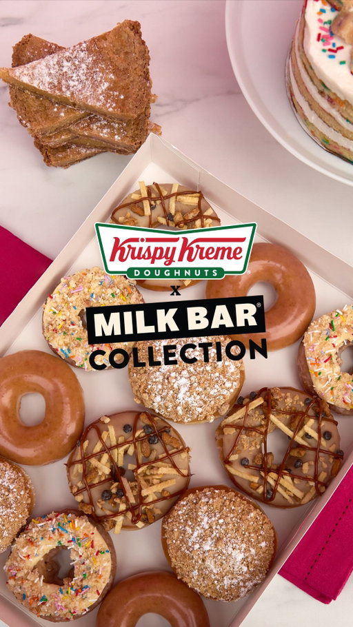 The sweet treat collab you didn’t know you needed is almost here! 👀🍩

Meet the Krispy Kreme x @milkbarstore collection, dropping 4/21 ✨

🎂 Milk Bar Birthday Cake Doughnut: Original Glazed cake, birthday frosting, cake crumbs, and rainbow sprinkles
🥧 Milk Bar Pie Doughnut: gooey pie filling, caramel icing, oat-cookie topping, and powdered coating
🍪 Milk Bar Compost Cookie Doughnut: cookie icing, Compost Cookie crunch, and caramel drizzle

What are you waiting for? Pre-order your dozen TODAY at www.krispykreme.com/shop/menu

Let us know which doughnut you’re most excited to try 👇