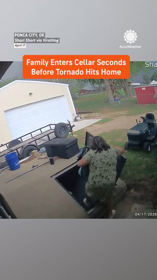 Close call! 🌪️ An Oklahoma couple and their pets ran to the cellar just seconds before a tornado hit their home in Ponca City.