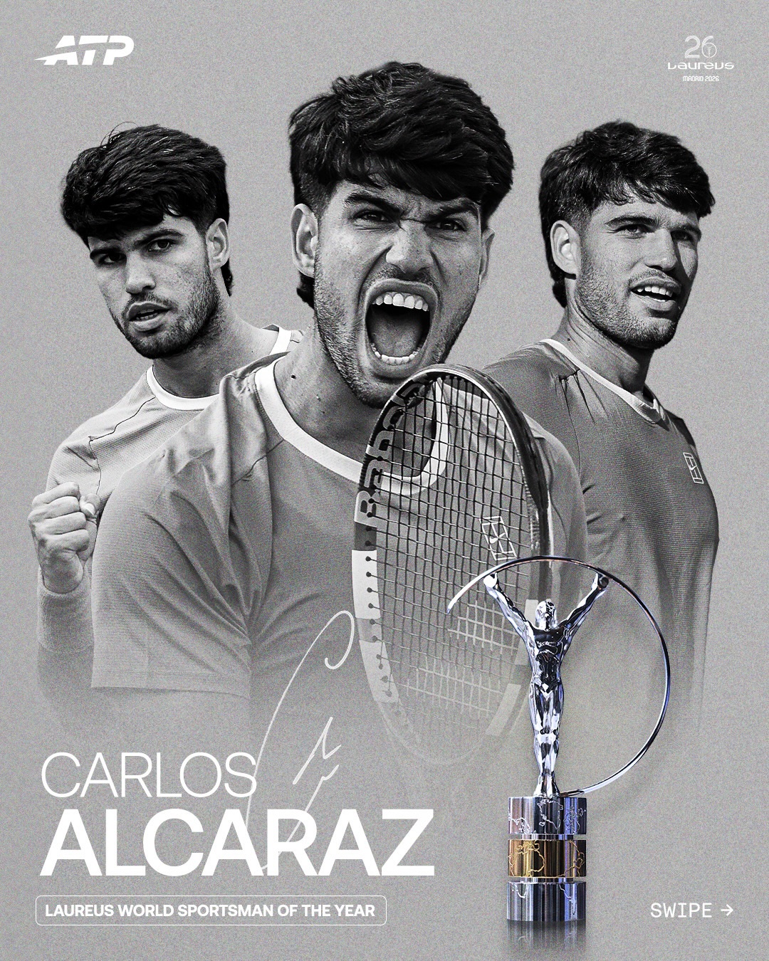 Carlos just can’t stop winning 🏆

Career Grand Slam ✅
First Laureus World Sportsman of the Year award ✅

#Laureus26