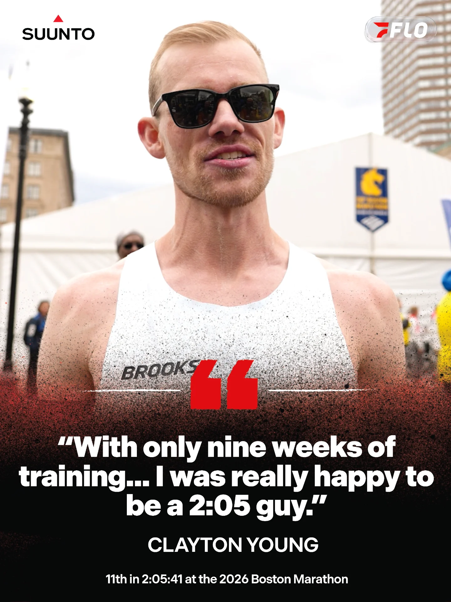 📈 A personal best for @suuntous athlete Clayton Young, and with only 9 weeks of training 💥🍿

Young posted a 2:05:41 to earn Third American honors at the 2026 Boston Marathon. A big-time personal best by Young, he will end the day somewhat disappointed after finishing outside the top 10. 

But... He can now call himself a 2:05 guy.

#BostonMarathon coverage presented by @saucony
🎤🎥 @johndavern_