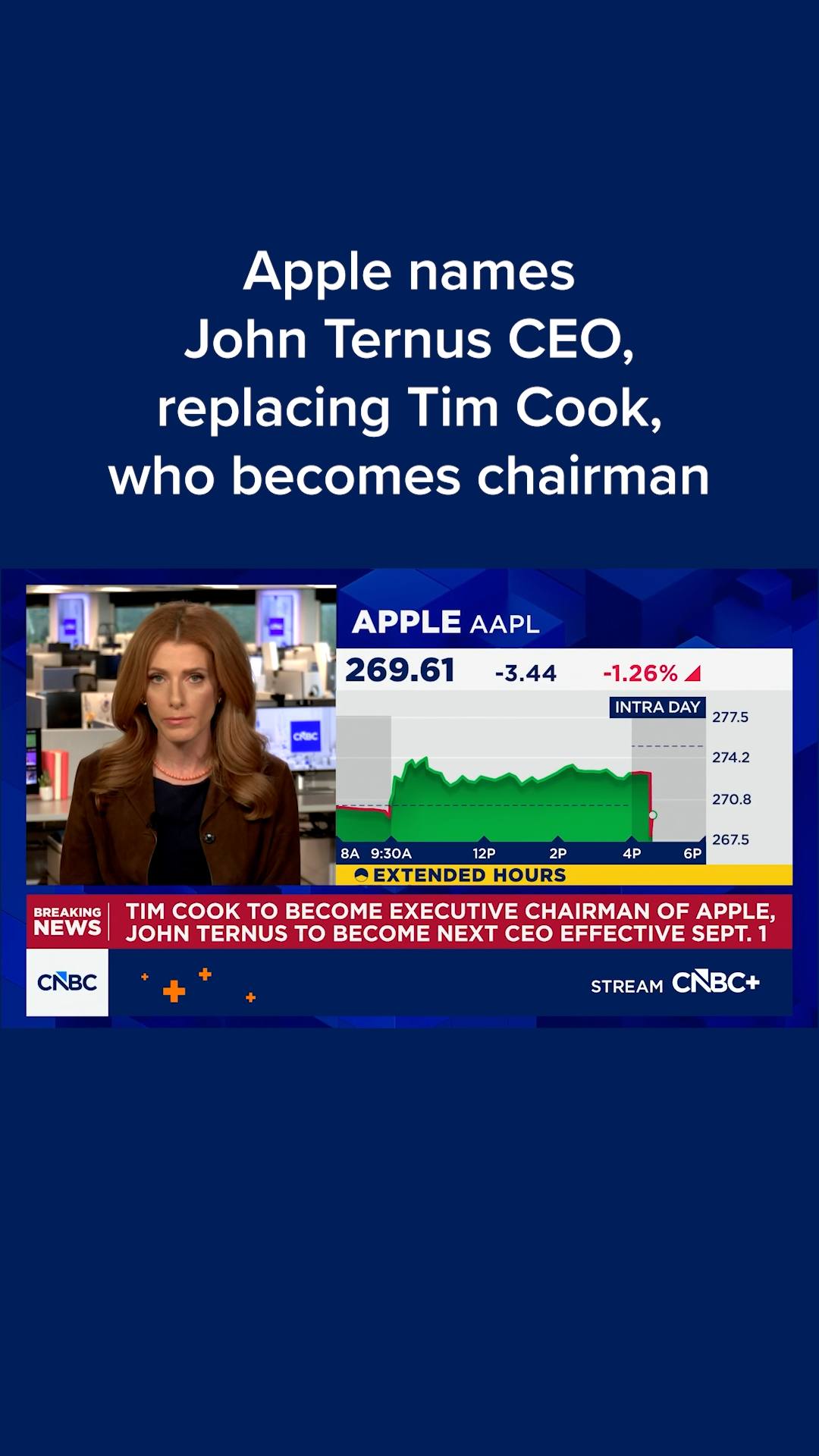 Apple said on Monday that John Ternus is succeeding Tim Cook as CEO, with Cook assuming the role of executive chairman on Sept. 1.

Read more at the link in bio.