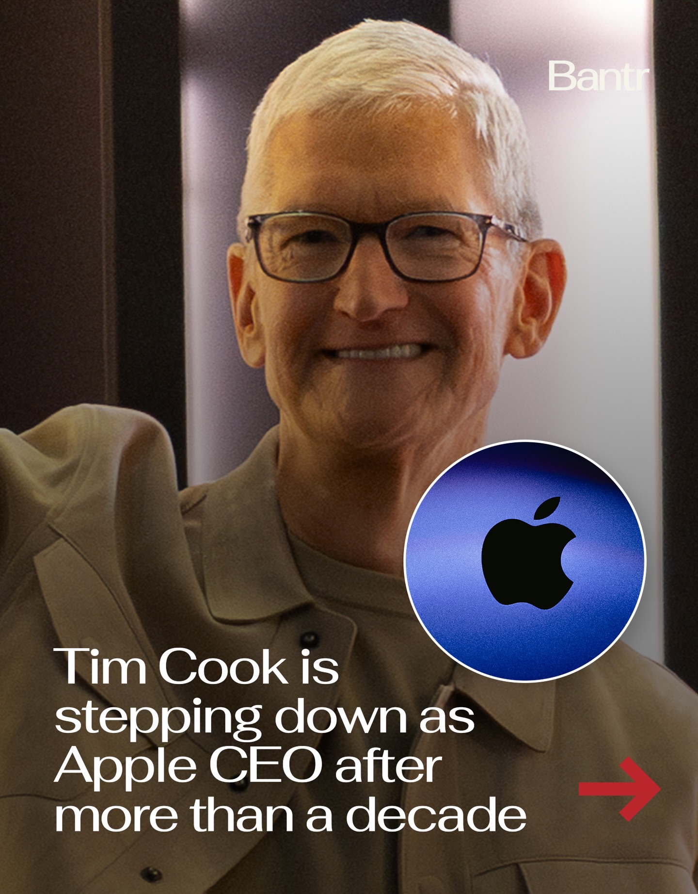 End of an era.

Tim Cook is stepping down as CEO of Apple and will transition into the role of Executive Chairman later this year.

Cook will remain in the CEO role through the summer before officially handing things over on September 1 to John Ternus, Apple’s Senior Vice President of Hardware Engineering.

Ternus has been with the company for 25 years and will also join Apple’s board as part of the transition.

Cook took over as CEO in 2011, following Steve Jobs, and has since overseen one of the most successful runs in corporate history, turning Apple into a multi-trillion-dollar company.

Now, the company is entering its next chapter.

And for the first time in over a decade, it won’t be led by Tim Cook.

Media via shutterstock

#bantrbusiness #timcook #apple #ceo
