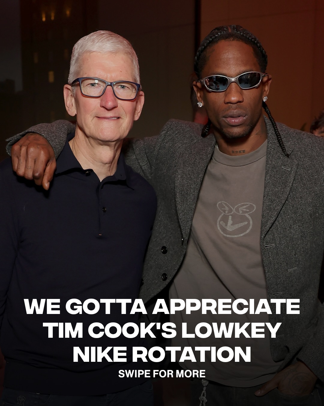 With Tim Cook stepping down as Apple CEO, it’s a good time to appreciate his lowkey Nike rotation 🍎

📸: @itsdavidcabrera (last slide) / @gettyimages