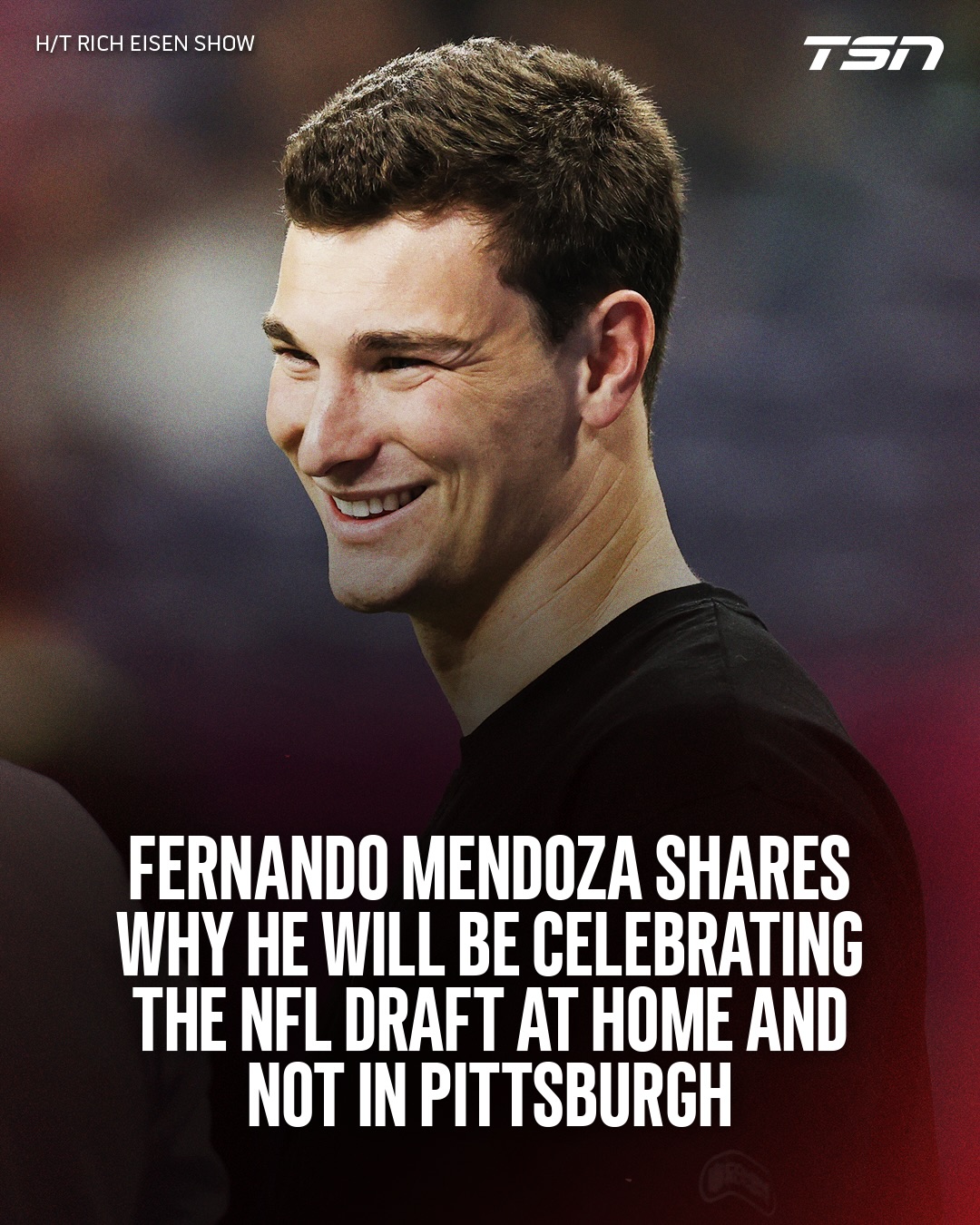 Projected no. 1 overall pick Fernando Mendoza shares why he will not be in Pittsburgh for the NFL Draft on Thursday.

(via ESPN/Rich Eisen Show)