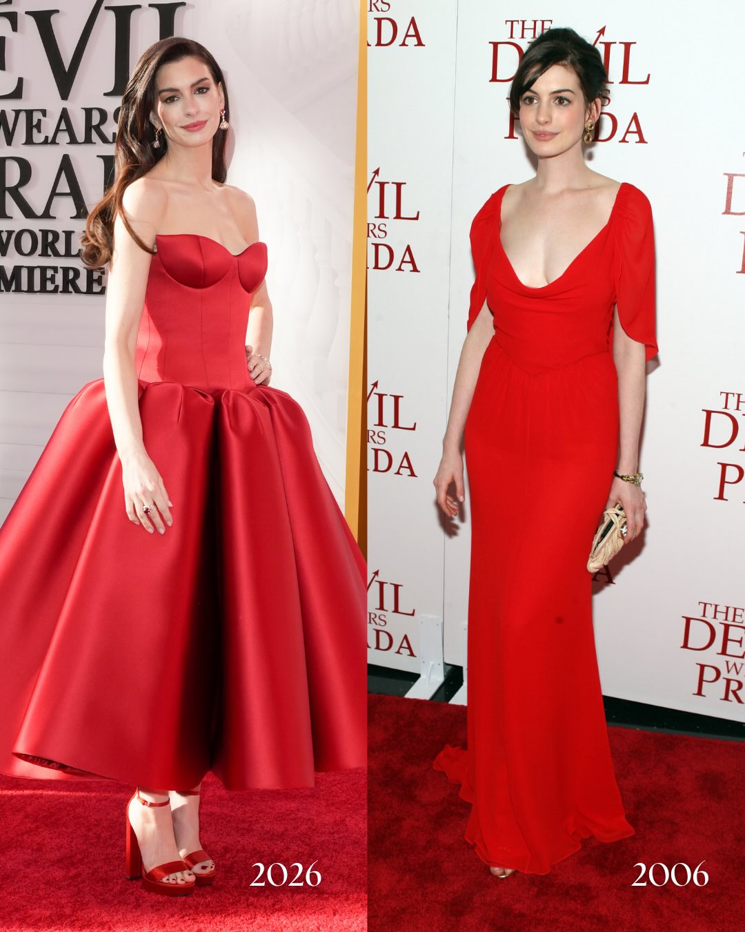 Creating side by side photos of the Devil Wears Prada 2 cast 20 years later.... I love my job. I love my job. I love my job.
photos: getty images