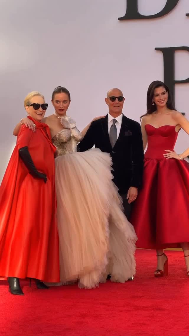 Red for the red carpet? Groundbreaking. The stars of #TheDevilWearsPrada2 have arrived to the world world premiere in NYC.