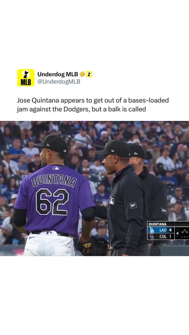Shohei Ohtani lined into a double play and the Rockies escaped a bases loaded jam… except they didn’t, as a balk was called here on Jose Quintana 👀