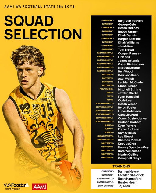 The initial AAMI WA Football State 18s Boys squad has been selected ahead of the first of six trial games this weekend.

Training kicks off this week for the Black Swans in an expanded AAMI WA Football Talent Program.

Read the full article on the WA Football website.