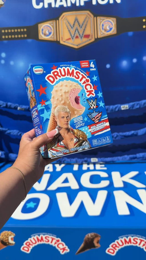 @drumstick invited us to visit their #drumtruck at #wrestlemania and sample their new Red, White, and Blueberry cone in partnership with Cody Rhodes! Safe to say it was a major hit! Grab yours exclusively @walmart ! #drumstickpartner #wearetheizzys