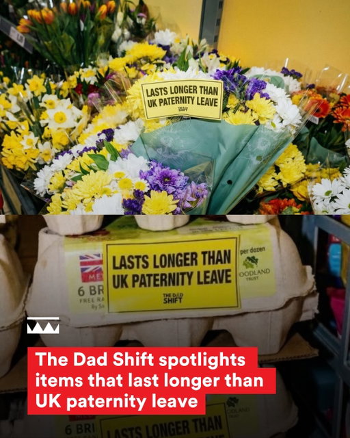 @dadshiftuk spotlights items that last longer than the limited two weeks of paternity leave offered to dads in the UK 😳

Flowers, eggs, bananas, milk, or even helium balloons.

Making a bold statement to highlight the issue and spark a wider conversation about the need for change.

#paternityleave #dads #UK #parentalleave