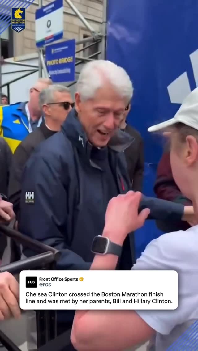 Chelsea Clinton finished the 130th Boston Marathon and was greeted at the finish line by her parents, former President Bill Clinton and former Secretary of State Hillary Clinton.

(🎥 via @bostonmarathon)