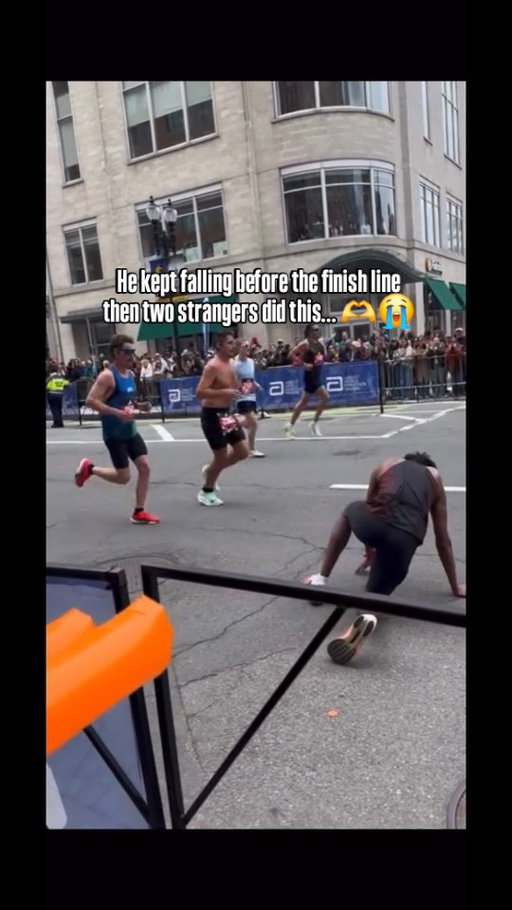 Made this proud Bostonian cry😭 They carried him some 300 meters to finish line. 

@stryker.strides writes, "Moments like this are why the Boston Marathon is more than a race. Shout out to Ajay Haridasse (bib 1636) for the incredible determination to keep pushing through severe cramps near the finish line. And massive respect to Aaron Beggs (bib 2289) and the other runner Robson de Oliveira (bib 2272) who stopped their own race, jeopardizing their finish time,  to help him get across the line." https://www.reddit.com/r/AdvancedRunning/s/JTFxEFT1X6