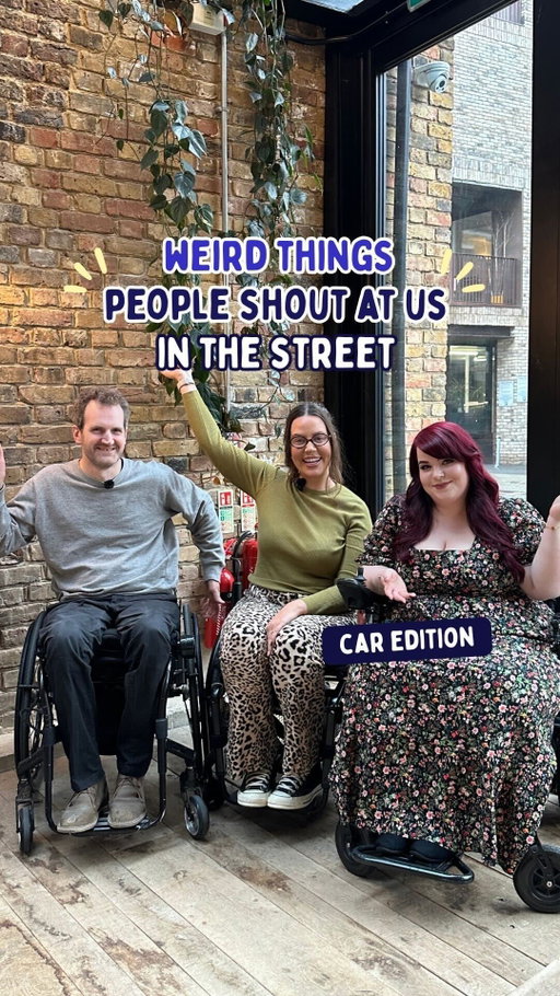 Ever had someone shout something strange at you in the street? 🗣️

We know a lot of the time people are just trying to be funny or don’t mean any harm. But when you hear it over and over again, it can get a little bit tiring.

Comparing wheelchairs to cars might seem like a joke, but it can feel a bit dehumanising too. That being said, everyone feels differently about it, some people laugh it off, others don’t, and both are valid!

If you’ve heard any of these before, give this video a like and follow for more 👀

Which one do you hear the most, or what would you add to the list? How do you usually respond? 💬👇

#DisabilityAwareness #WheelchairLife #DisabledVoices #Sociability #DisabilityCommunity

Video description:
Three wheelchair users are in a bright office space with exposed brick walls and plants. Jennie and Rowan are using manual wheelchairs and Georgina is using a powered wheelchair. They appear together at the start, then take turns wheeling into frame, speaking to camera, and wheeling back out in a light, playful sequence.