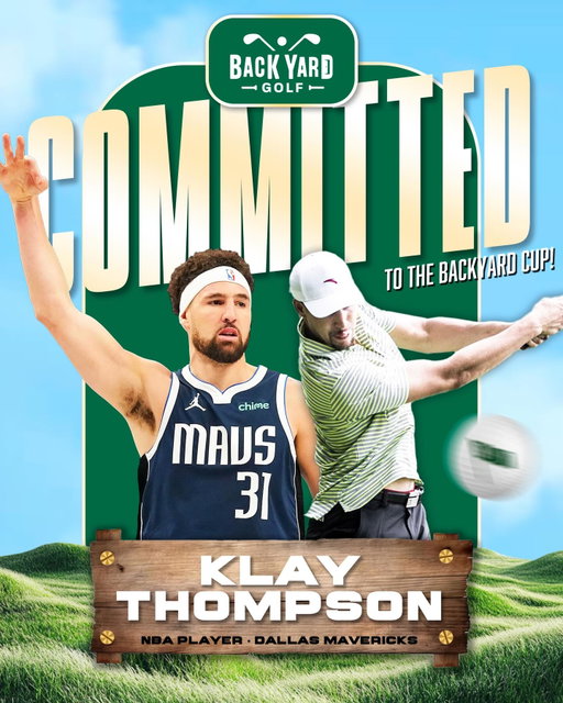 @klaythompson has officially joined the Backyard Cup roster! Who do you want to see him team up with? Let us know in the comments! #golf