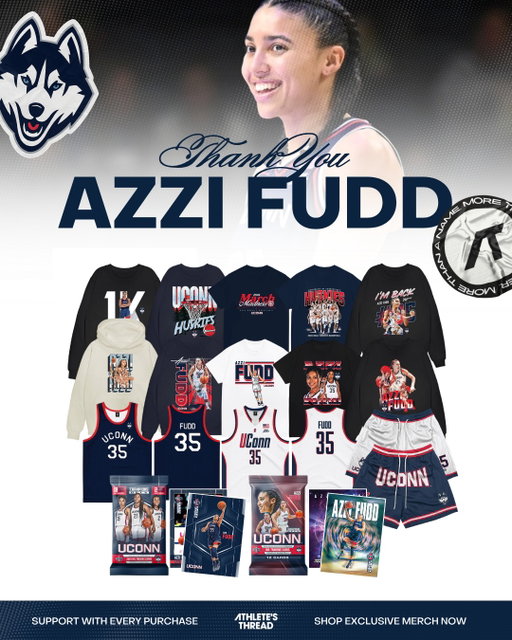 Rep one of the best to do it 💙
ㅤ
Azzi Fudd merch is LIVE
🎟️ Use THANKYOU2526 for 15% OFF
⏳ Ends at midnight
ㅤ
🛒 - https://athletesthread.com/collections/Azzi-Fudd