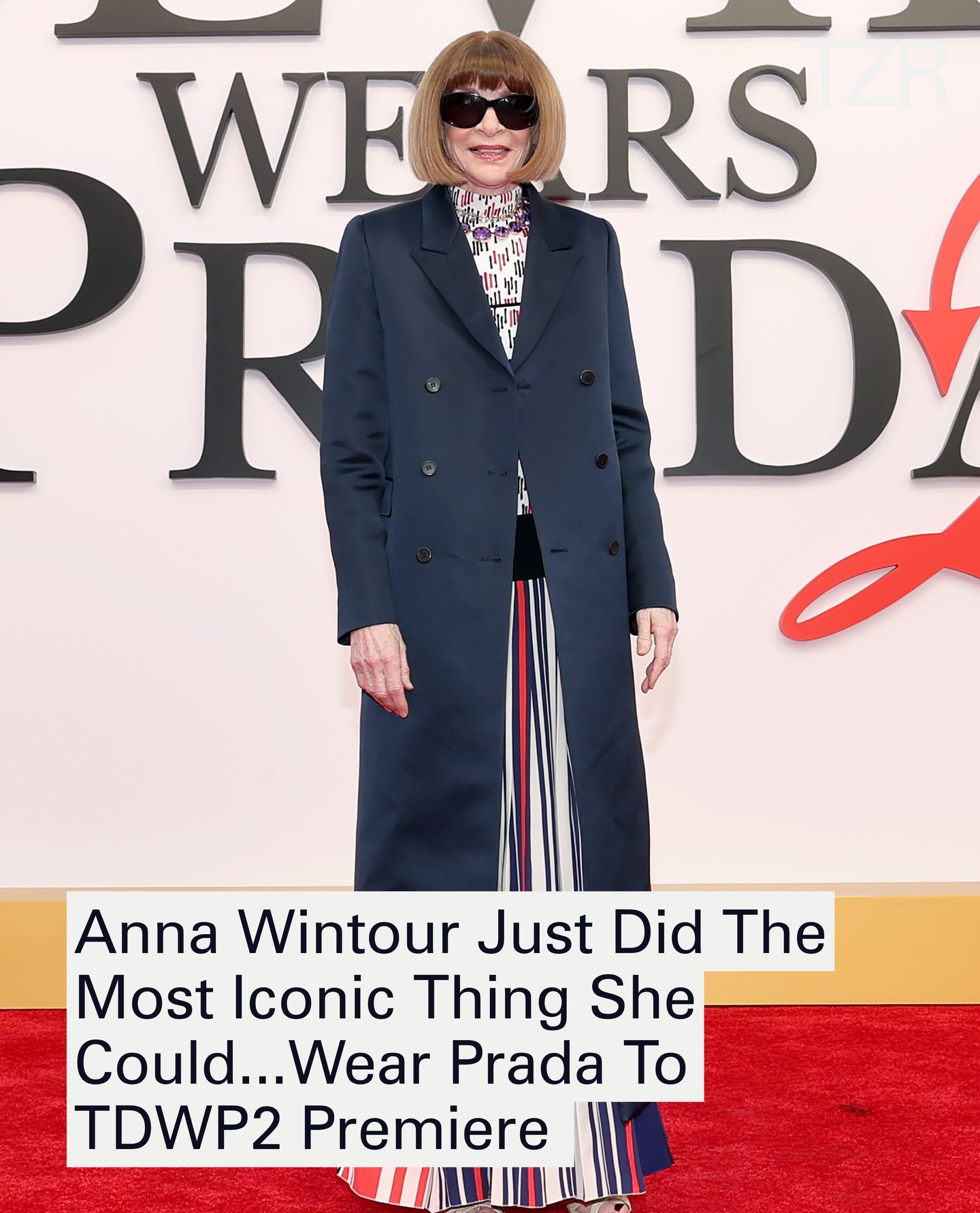 At ‘The Devil Wears Prada 2’ world premiere in NYC last night, Anna Wintour fully leaned in—wearing Prada on the red carpet. Obsessed. 

📷: Getty