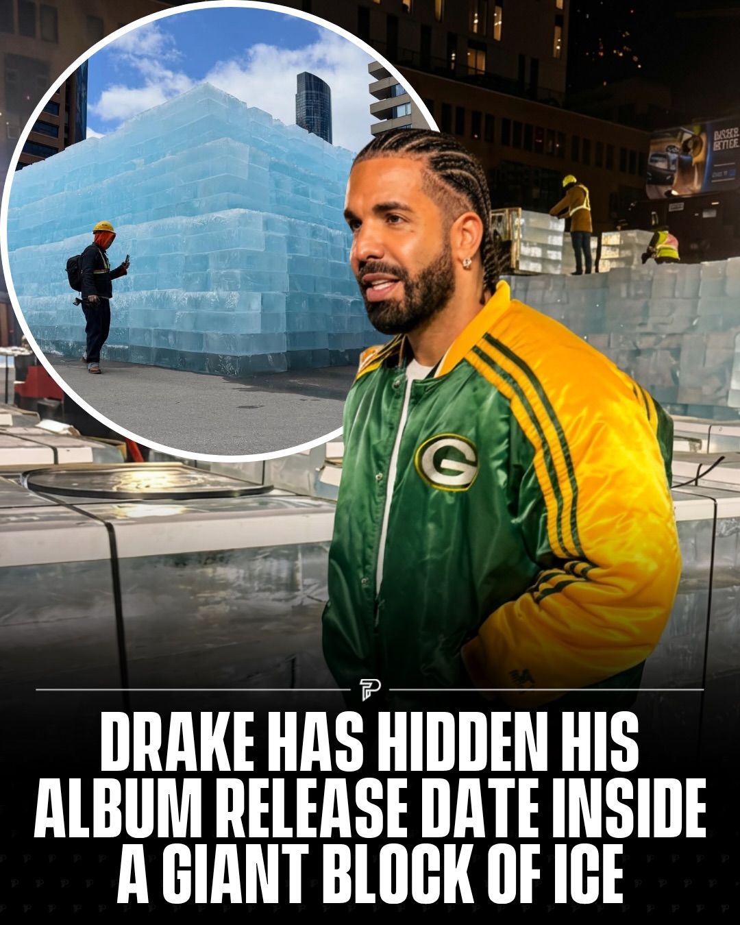 Drake has taken album promotion to another level by hiding the release date for his upcoming project Iceman inside a massive ice structure placed in downtown Toronto.

Fans quickly gathered around the installation, with some even trying to speed things up using tools and fire to break through the ice and reveal the date hidden inside.

The unusual stunt has turned the album rollout into a real-time spectacle, with crowds now watching and waiting for the ice to melt and the mystery to be revealed.

[📸 1 & 3: @champagnepapi
🎥 2: @aaronbillz]

-

#Viral #Pubity