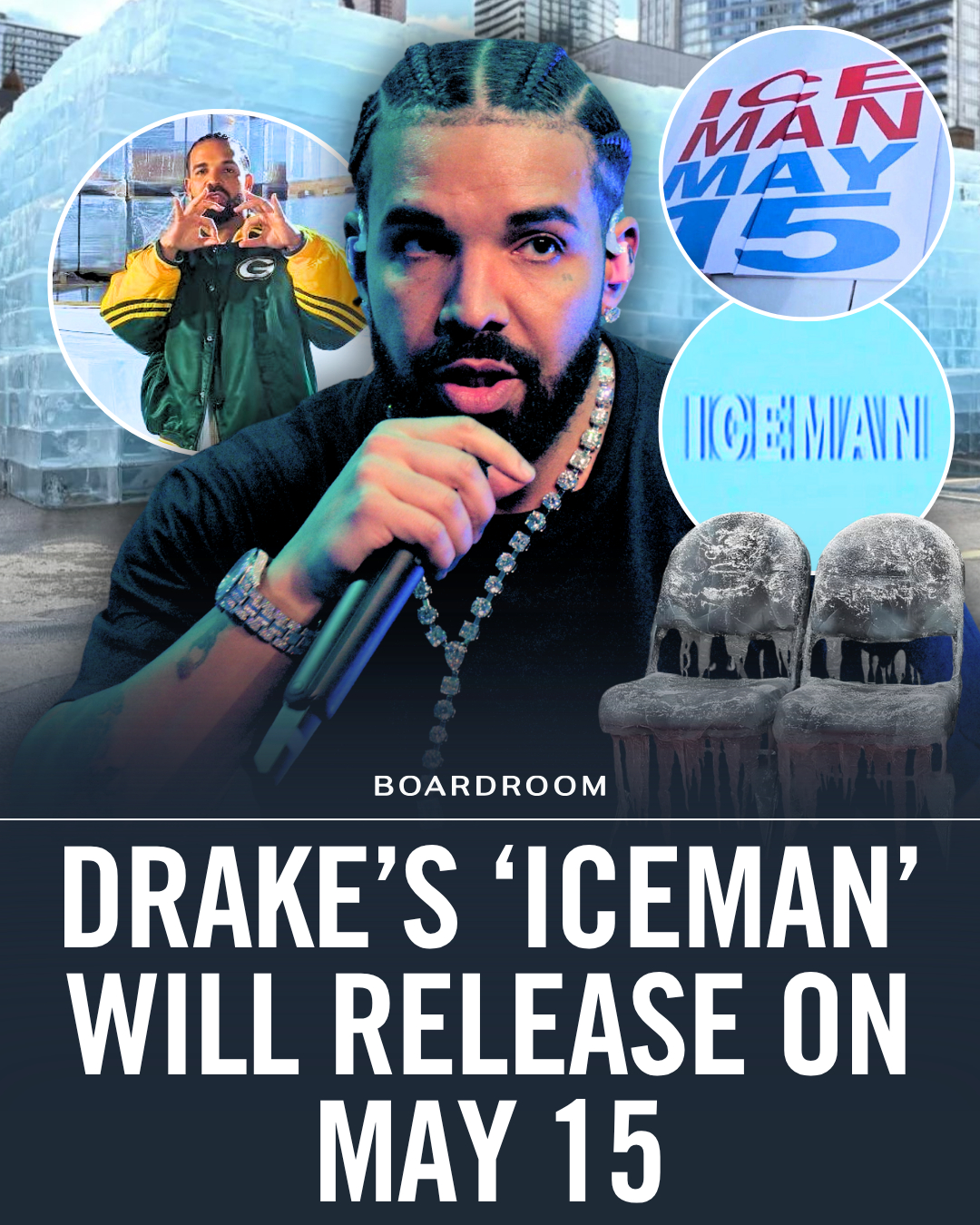 @champagnepapi’s rollout for Iceman has been wild. 🧊💿️⁠
⁠
The album's release date was at the bottom of an ice sculpture in the Bond Hotel parking lot.⁠
⁠
(🎥: @almightykishka, @cactus.kish)